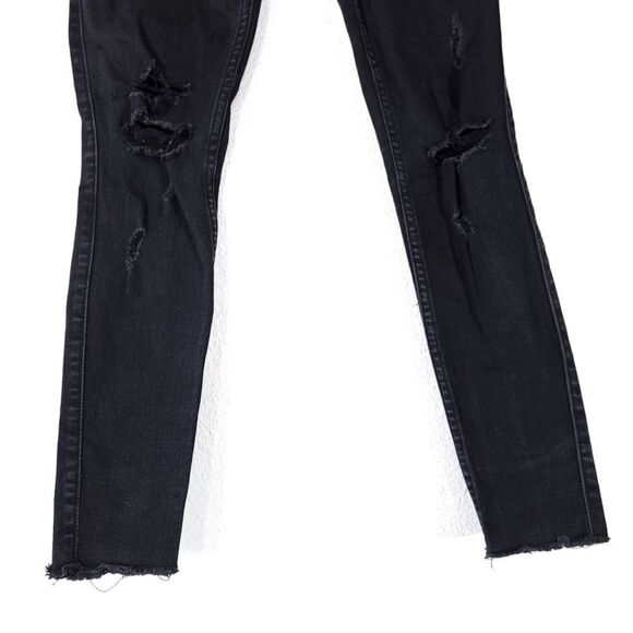ABERCROMBIE and FITCH High Rise Raw Hem Distressed Super Skinny Jeans Black 25 - Picture 5 of 11